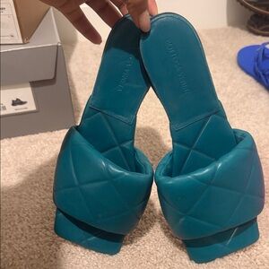 Bottega Veneta Blue Quilted Mules